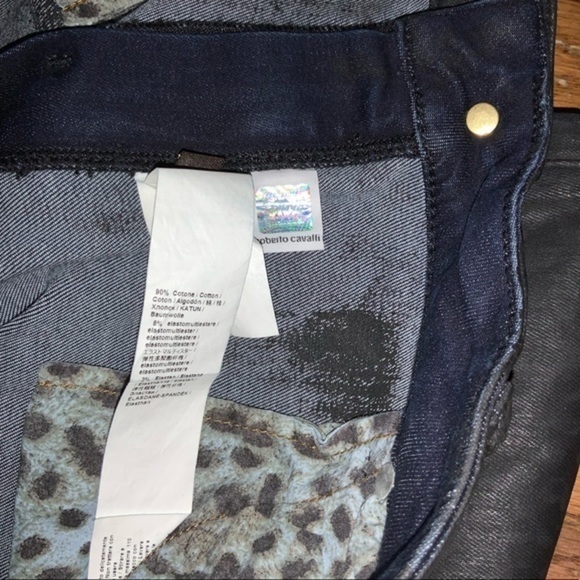 Roberto Cavalli Black Skinny Leopard Print Coated Jeans Size 42 IT (US 6) NWT - Picture 9 of 13